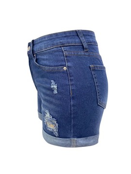 Spodenki jeansowe damskie z dziurami stretch hem s