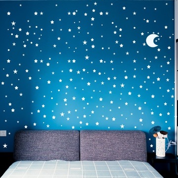 Naklejki Ścienne Świecące w Nocy na Niebiesko Gwiazdki Kropki Księżyc