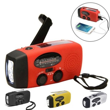 Солнечное радио FM AM аварийный фонарик SOS 2000 мАч с рукояткой USB