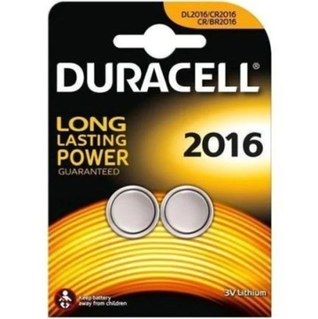 2 x Bateria litowa 3V Duracell CR2016 2016 DL2016