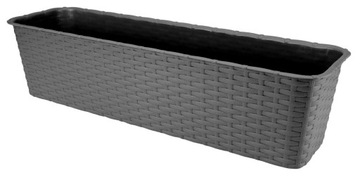 SKRZYNKA BALKONOWA DONICZKA 60cm GRAFIT RATTAN