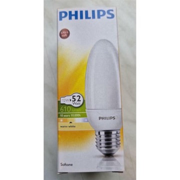 Żarówka Candle Softone E27 12W/52W 2700K ciepła 610lm Philips