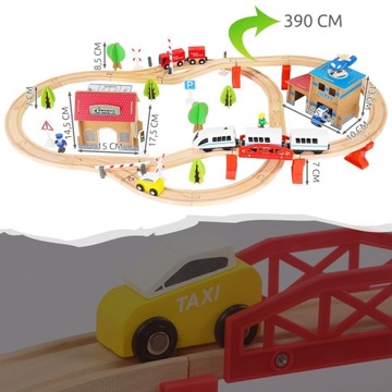 Деревянный поезд Железнодорожные пути Локомотив + вагоны на аккумуляторе