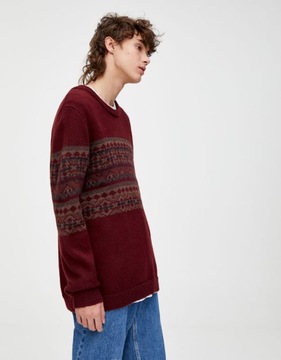 PULL & BEAR BORDOWY SWETER WZÓR (XS)