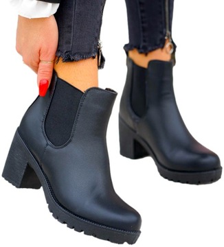 Botki Blogerki Damskie Na Obcasie Z Gumą 38