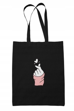 Torba na ramię Kpop BTS Army bawełniana Shoperka Modna Czarna