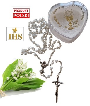 RÓŻANIEC KOMUNIJNY W PUDEŁKU Komunia - Biała Kulka w Sercu
