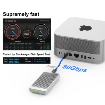 Корпус M.2 NVMe 80 Гбит/с Thunderbolt 5, 4, 3 USB4 x2 USB4 USB-C до 6000 МБ/с