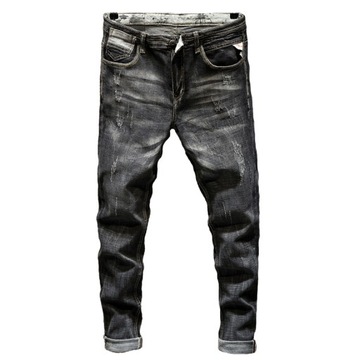 Black Jeans for Men Brand Slim Straight Stretch 20
