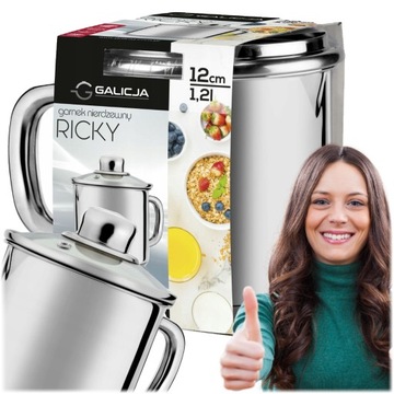GARNEK RICKY 12cm/1,2L Z POKRYWKĄ I UCHWYTEM