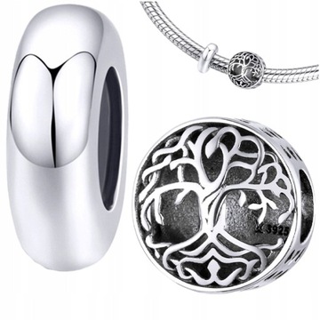 CHARMS Zestaw STOPER + DRZEWO ŻYCIA pr 925 2szt
