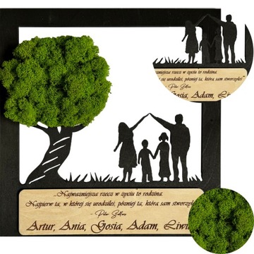 DRZEWKO BONSAI mech chrobotek DRZEWO ŻYCIA SZCZĘŚCIA obraz z MCHU RODZINA