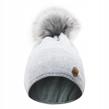 CZAPKA NA ZIMĘ DAMSKA OCIEPLANA POLAR MODNA SZARA