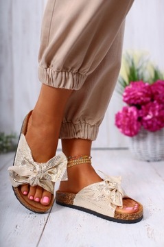 СТИЛЬНЫЕ ЖЕНСКИЕ ЛЕТНИЕ ПРОБКОВЫЕ ШЛЕПАНКИ С БАНТОМ