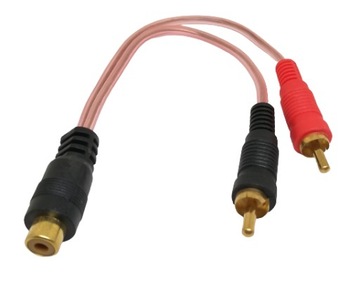 Kabel gniazdo RCA - 2x wtyk RCA czarny 0.2m