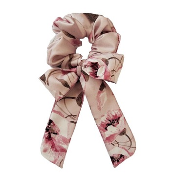 Gumka do włosów satyna scrunchie wstążka Pearl