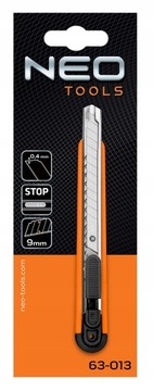 НОЖ ДЛЯ РЕЗКИ ОББОЕЙ NEO, СЛОМАННОЕ ЛЕЗВИЕ 9 мм, МЕТАЛЛИЧЕСКИЕ НАПРАВЛЯЮЩИЕ, DURABLE 63-013
