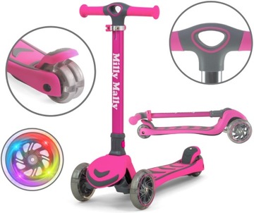 Hulajnoga trójkołowa dla dzieci koła LED Scooter Boogie Pink Milly Mally