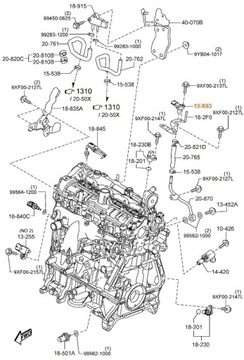 ДАТЧИК ДАВЛЕНИЯ ВЫХЛОПА MAZDA 2.2 SH02CK5204