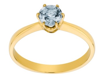 PIERŚCIONEK ŻÓŁTE ZŁOTO 585 z AKWAMARYNEM 0.50ct