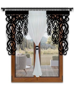 Декоративная ажурная панель для окон, угловой декор, вертикальная черная занавеска