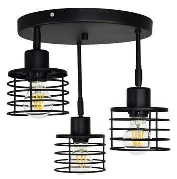 Подвесная потолочная лампа Черный потолок черная корзина движущаяся проволока 3 светодиода