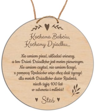 Tabliczka Zawieszka Pierwszy Dzień Babci i Dziadka PREZENT