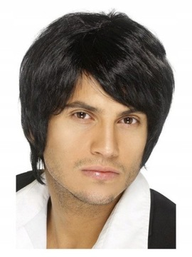 PERUKA MĘSKA KRÓTKA CZARNA GWIAZDA BOY BAND