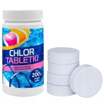 CHLOR TABLETKI DO BASENU CHEMIA BASENOWA DUŻE 200g 1kg GAMIX