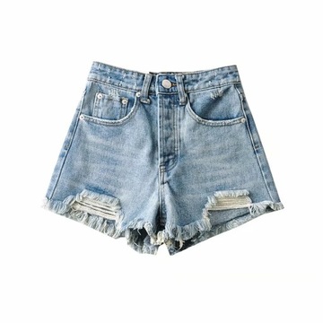 MODA SPODENKI DAMSKIE JEANSOWE SEKSOWNE SKĄPE BIODRÓWKI SZORTY Polerowanie