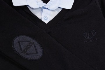 РУБАШКА, свитер с V-образным вырезом 2в1, синяя 13/14 H800F