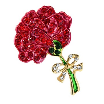 Красивая брошь в виде цветка гвоздики вечернее платье