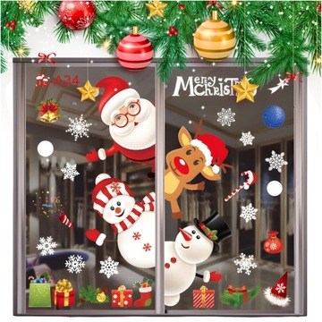 NAKLEJKI ŚWIĄTECZNE NA OKNO SZYBĘ OZDOBY ŚWIĘTA ŚNIEŻYNKI MIKOŁAJ PREZENT