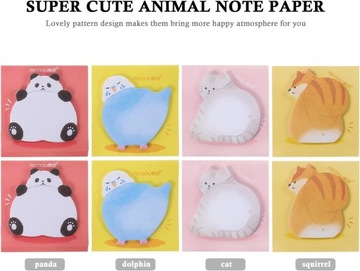 8 шт. бумага для заметок с милыми наклейками в виде животных. Заметки для бизнеса.