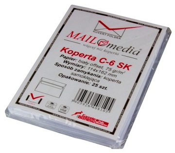 Koperta bez okienka C6 25 sztuk
