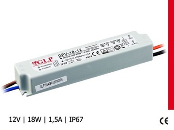 ZASILACZ LED WODOODPORNY GPV 18W 1,5A 12V IP67