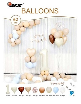 BALONY GIRLANDA DEKORACJA URODZINY ROCZEK 62szt