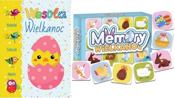 WESOŁA WILEKANOC szlaczki NAKLEJKI nauka KOLOROWANKA + MEMORY pamięć ŚWIĘTA