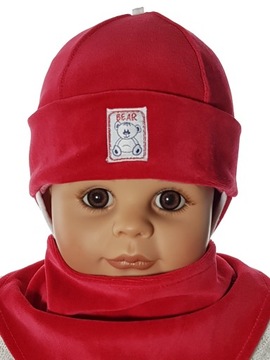 KOMPLET NIEMOWLĘCY CZAPKA WELUR + CHUSTKA CZAPECZKA CHUSTECZKA 0-9 M-C 10WZ