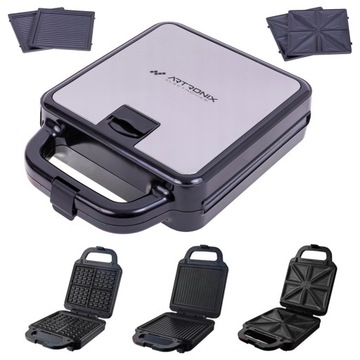 OPIEKACZ GOFRONICA TOSTER DO KANAPEK GRILL WYMIENNE WKŁADY 3w1 MOC 1400W