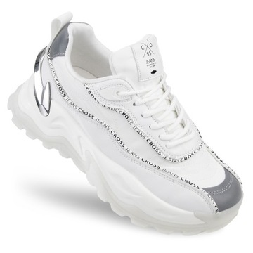 SNEAKERSY buty sportowe damskie CROSS JEANS II2R4017 na platformie białe 39