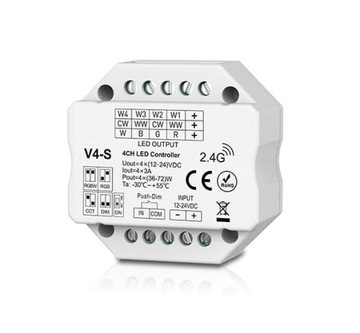 Sterownik LED RF mono/CCT/RGB/RGBW V4-S 4CH 12-24V