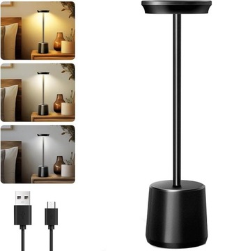 CORDLESS METAL DESK LAMP LED TABLE LAMP WITH TOUCH SENSOR 3 COLOR PORTABLE