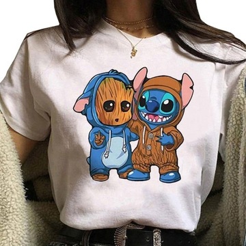 KOSZULKA DAMSKA T-SHIRT BAWEŁNIANY STITCH GROOT L