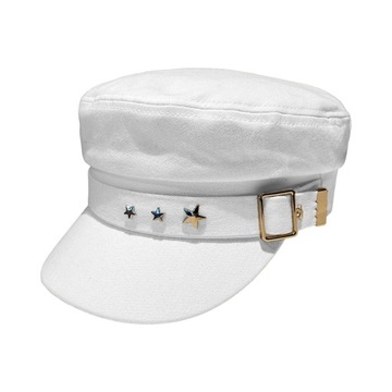 Męska czapka gazeciarza, damska czapka bejsbolówka z płaskim wierzchem, biała