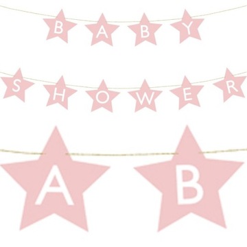 GIRLANDA różowa BABY SHOWER dekoracja GWIAZDKI