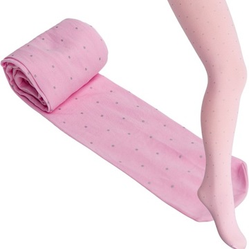 Rajstopy dziewczęce w kropeczki 50DEN r116 PINK