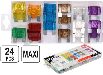 НАБОР ИЗ 24 ПЛАСТИННЫХ ПРЕДОХРАНИТЕЛЕЙ MAXI