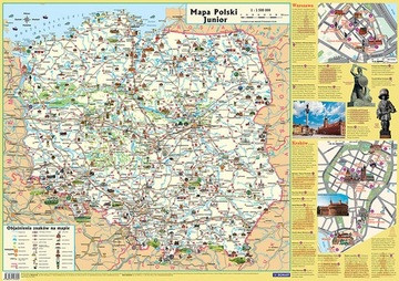 Mapa Polski ścienna dla dzieci Plansza edukacyjna