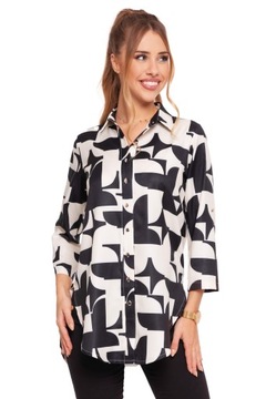 РУБАШКА ЖЕНСКАЯ, ЭЛЕГАНТНАЯ, СТИЛЬНАЯ, УЗОРЫ, ЗОЛОТЫЕ ПУГОВИЦЫ, РУКАВ 3/4 MORAJ L